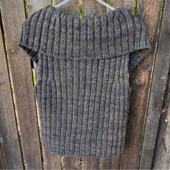 Ann Taylor Loft Chunky Knit Wool Blend Fold Over Collar Sweater Vest Sz S - Picture 2 of 12
